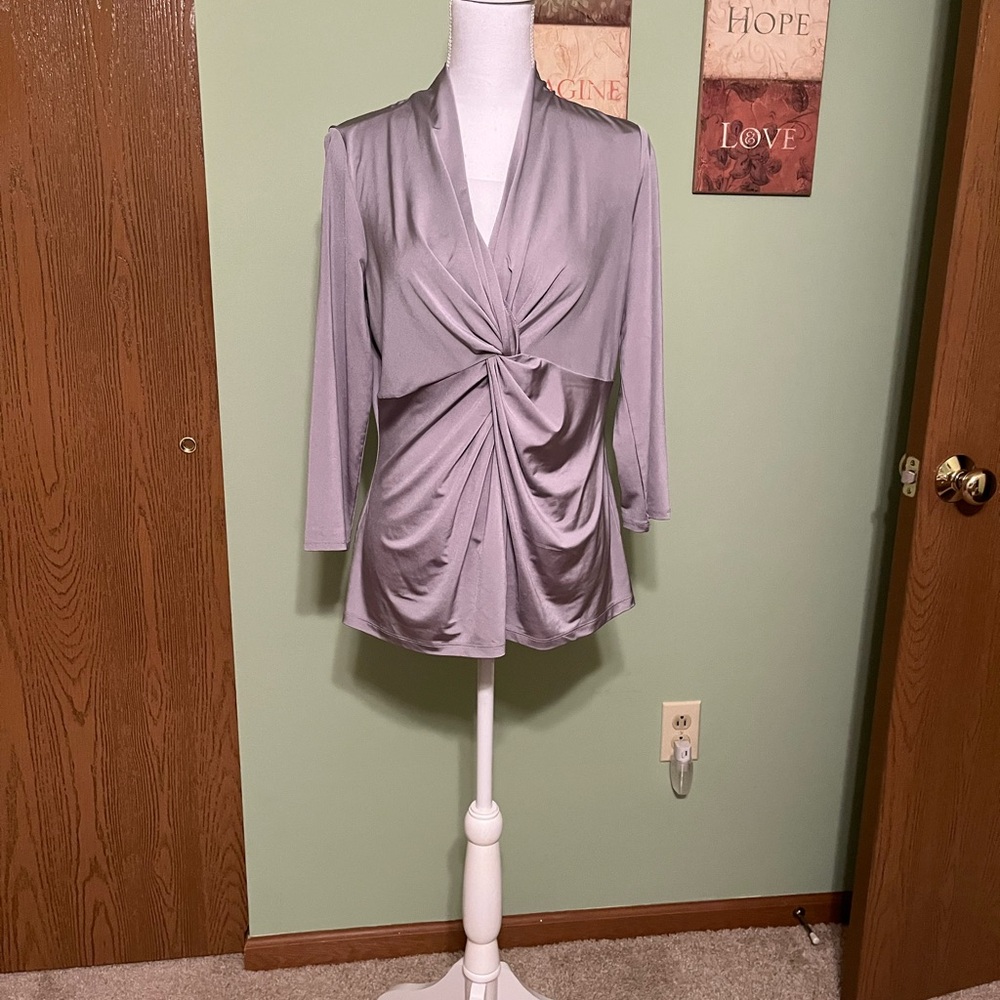 Liz Claiborne Silver Mid-Knot Blouse - Size M